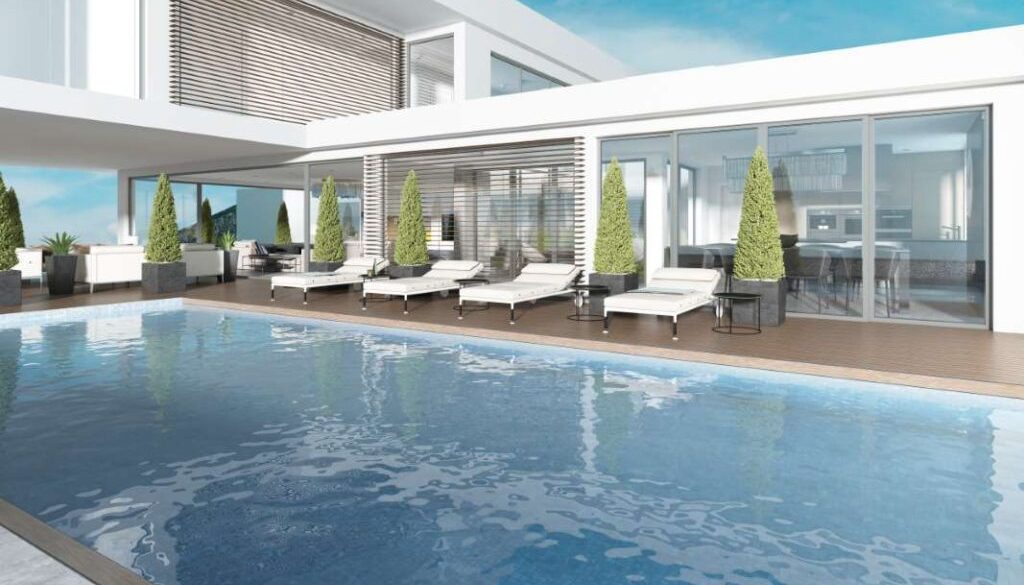 terrace-by-pool-with-sun-loungers-near-modern-house-3d-rendering_0x800